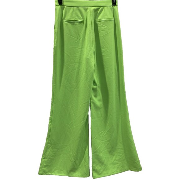 Main Strip Ultra Flare Pants Womens M Wide Leg Neon Green Disco Groovy Rave Club - Picture 4 of 8